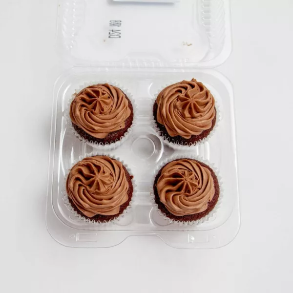 A container of Mike & Mike's chocolate cupcakes.