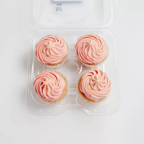 A container of Mike & Mike's strawberry cupcakes.